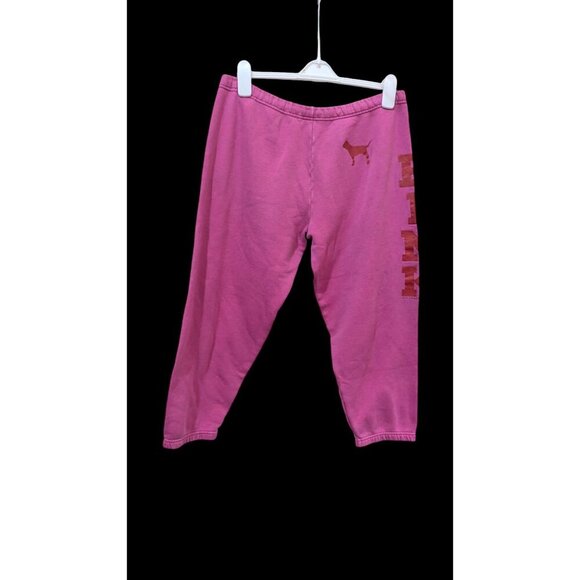 Victorias Secret PINK Sweatpants size M drawstring waist Pink  Spell out - Picture 1 of 9